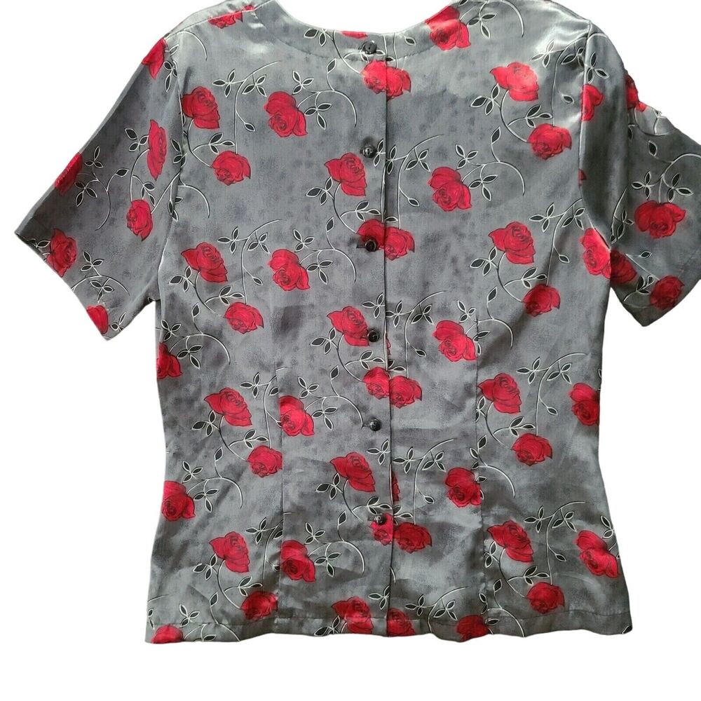 Christie & Jill Womens Button Up Multi-Color Size 10 100% Polyester Short Sleeve